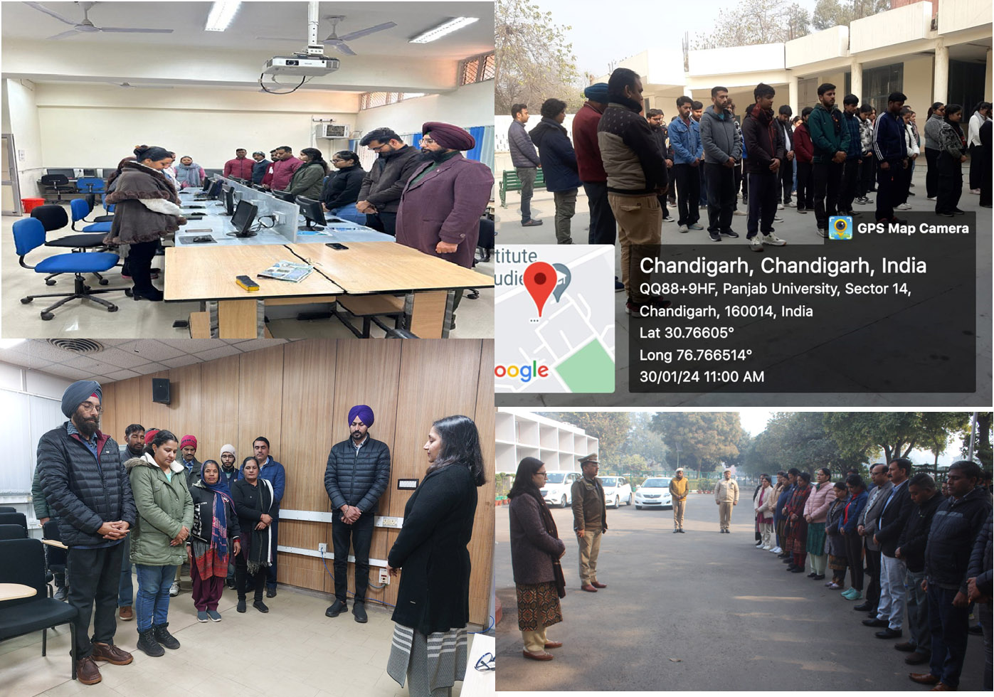 The Students, faculty and staff of various departments/branches/offices of PU, Chandigarh observed two minutes silence on 30th January, 2024